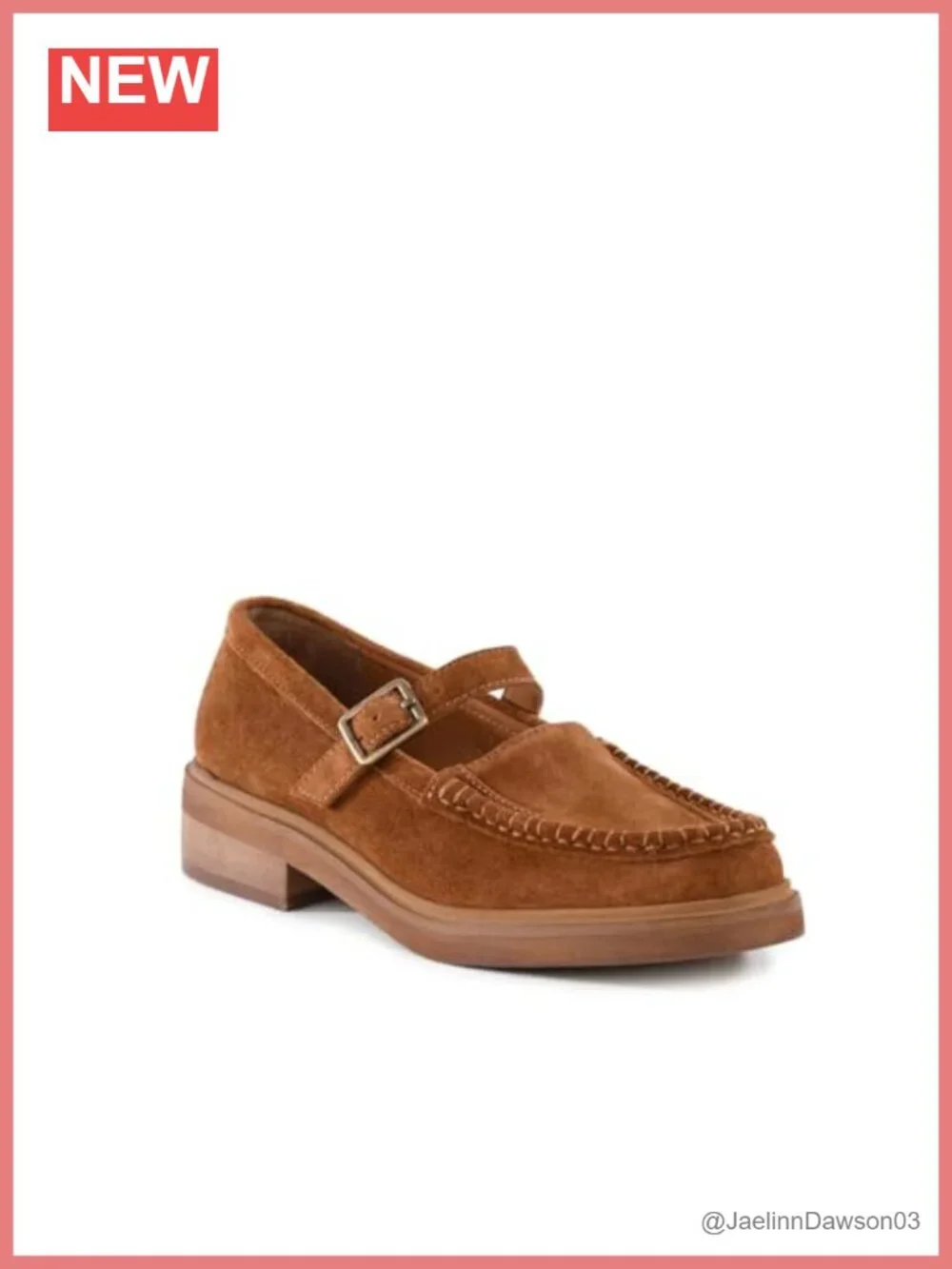Suede Mary Jane Loafers for Women Low Block Heel Round Toe Buckled Strap